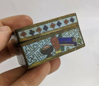 Chinese Antique 19th Century Cloisonne Scholars Paste Box - Precious Objects QING 2