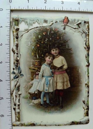 Embossed Victorian Die - Cut Christmas Trade Lovely Girls Book Doll Tree H