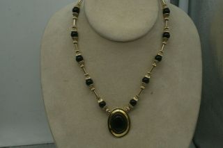 Vintage ’97 Sutton Hoo Carlton Ridge Gold Black Onyx Necklace