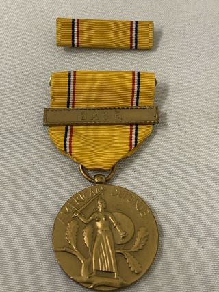 Ww2 U.  S.  American Defense Medal With Base Clasp