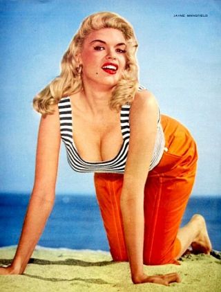Pinup Lithograph Jayne Mansfield 1955 Vtg Cheesecake Litho Promo Photo