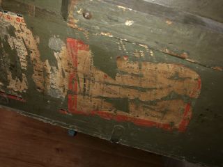 Vintage WOOD FOOT LOCKER Military US Army Trunk Chest WWII 3