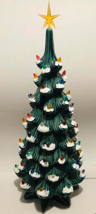 Vintage Ceramic 2 Pc Atlantic Mold Christmas Tree Stands 28” W/choice Of 3 Stars