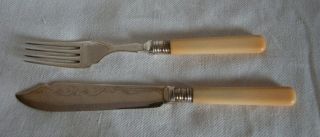 Vintage Wooden Cased Set of 6 Fish Knives & 6 Forks - EPNS 2