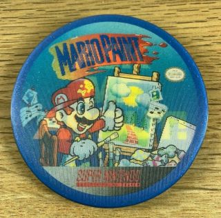 Nintendo Ask Me About Mario Paint Snes Lenticular Pin Back Button Badge 1992