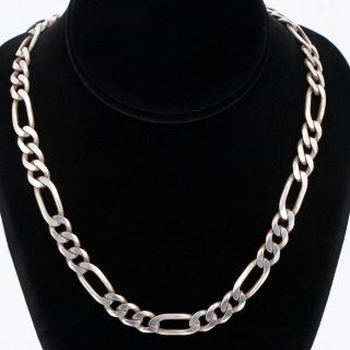Sterling Silver - Italy 10mm Figaro Link Chain 22 " Necklace - 66.  5g