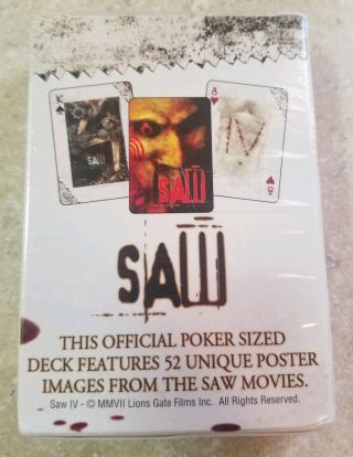 Saw Horror Movie Playing Cards Deck,  Promotional, 2