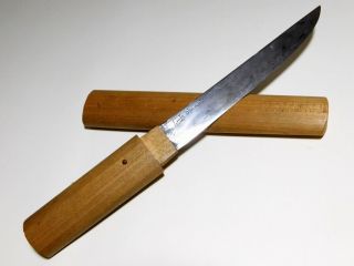 Signed Tanto Dagger Sword In Shirasaya 19c Japanese Edo Antique Koshirae Tsuba