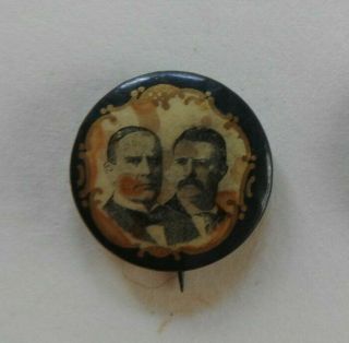 1900 Presidential William Mckinley Theodore Roosevelt Campaign Pinback Button