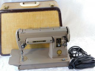 Vtg Singer 301a Sewing Machine Short Bed Tan And Case Featherweight Style