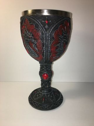Royal Dragon Goblet Chalice Resin Around Aluminum Metal Cup Medieval Role Play