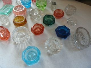 24 x Late Victorian / Early 1900 ' s Cut & Pressed Coloured Glass Salts 2