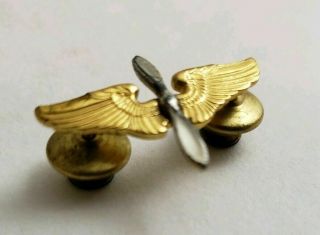 Wwii Pilot Wings Pin Aeco Utica Ny Propeller Airman Badge For Officer Collar