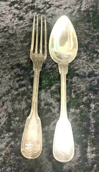 Vintage French Christofle Silver Plated Luncheon Fork & Spoon