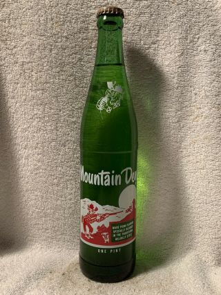 Full 16oz Mountain Dew Hillbilly Acl Soda Bottle One Pint