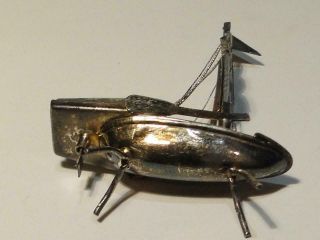 Antique Chinese Silver Miniature Junk Chinese Boat W/ Box 3