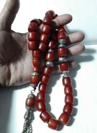 Antique Amber Bakelite Cherry Amber Prayer Tasbih Beads 160gram