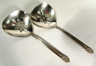 1949 King Edward National Silver Co Moss Rose Solid Bon Bon Spoons Pierced Bowl