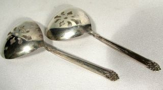 1949 King Edward National Silver Co Moss Rose Solid Bon Bon Spoons Pierced Bowl 2