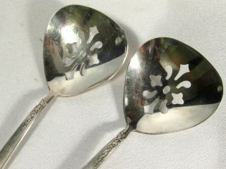 1949 King Edward National Silver Co Moss Rose Solid Bon Bon Spoons Pierced Bowl 3