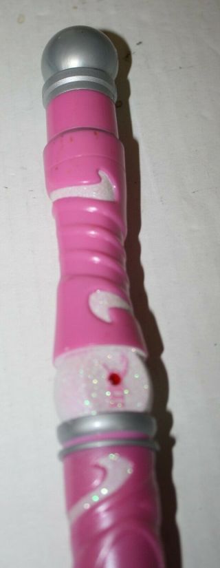 Pink & White 2005 Glitter Magiquest Wand W Silver Ball Topper Great Wolf Lodge