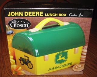 John Deere Gibson Ceramic Cookie Jar Lunch Box 8.  5 " Issued 2005 Nib