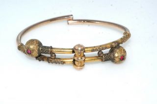 Victorian Etruscan Gold Filled Hinged Bangle Bracelet