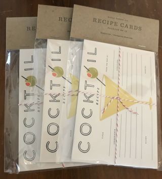Rifle Paper Company Cocktail Recipe Cards,  3 Packs - Of - 12