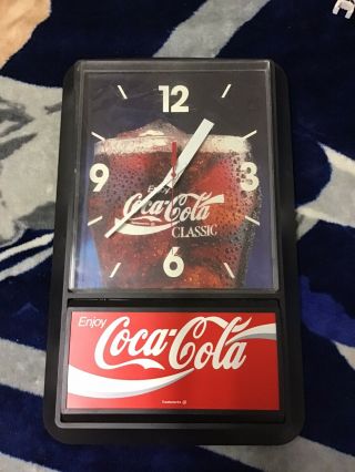 Vintage Coca Cola Enjoy Coke Plastic Wall Clock Sign Display