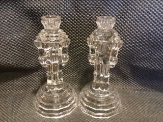 Nutcracker Candle Holders.  Set Of 2.  24 Lead Crystal.  Made In Usa