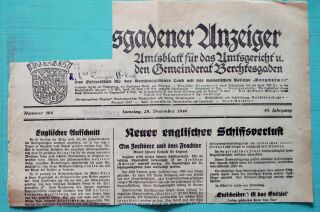 100 Newspaper Title Page From The Obersalzberg - Berchtesgaden 1940