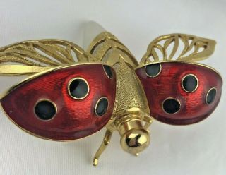 Vintage Lady Bug Ladybug Scent Perfume Bottle Enameled Wings