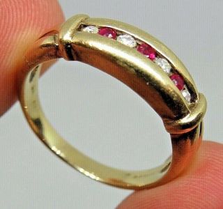 9ct Gold Diamond & Ruby Ring Size R1/2