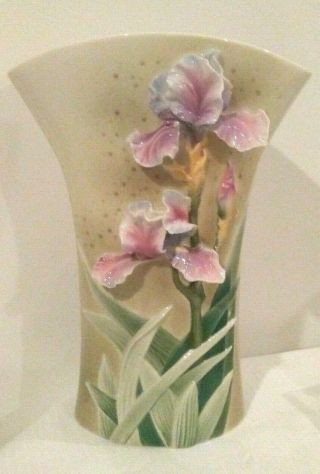 Franz Porcelain Enchanted Garden Iris Grace Vase Fz00714 - 12 1/2 " H Perfect