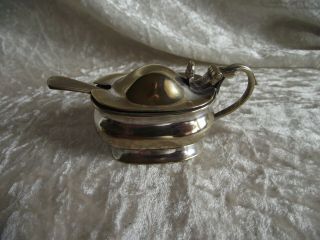 Vintage Silver Plated Salt Or Mustard Pot With Spoon