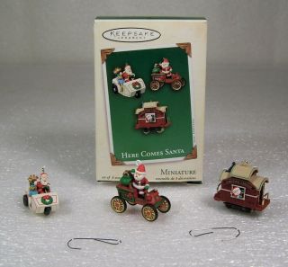 Hallmark Keepsake Miniature Christmas Ornaments 2003 Here Comes Santa Train 3pc