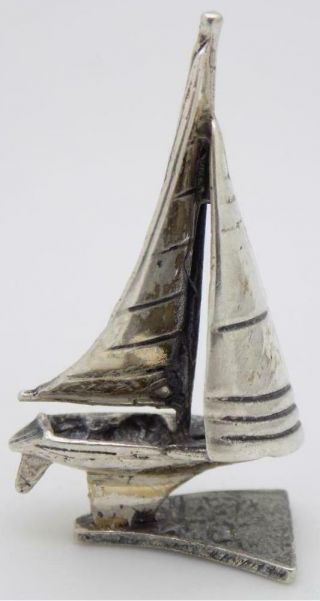 Vintage Solid Silver Italian Made Dollhouse Sailing Boat Hallmarked Miniature
