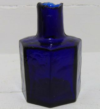 Deep Cobalt Blue Octagonal Ink Bottle C1915