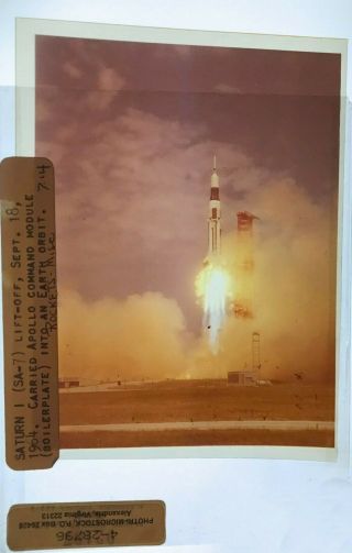 Sa - 7 / Nasa 4x5 Color Transparency - Saturn Rocket Launch In 1964