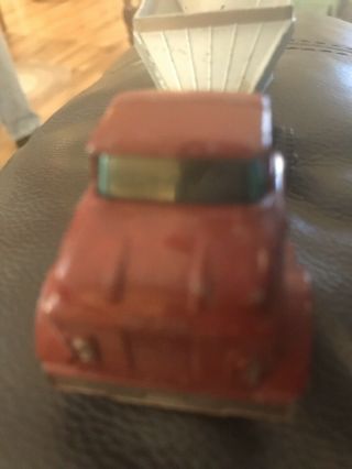 Vintage Red Truck With Two (2) Silver Bottom Dump Trailers - Late 1960s
