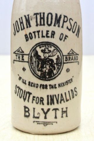 Vintage C1900s John Thompson Blyth Stout For Invalids Pictorial Stone Bottle