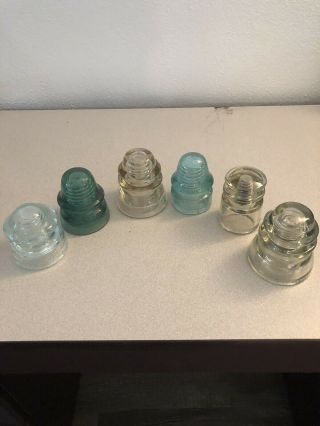 Set Of 6 Glass Insulators (hemingway,  Armstrong And Negm)