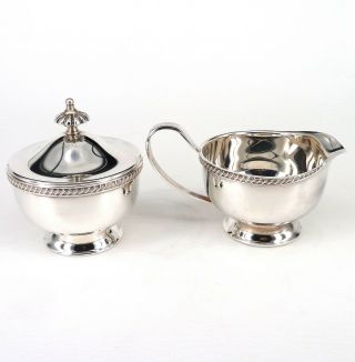 Silver Art Nouveau Style Milk Jug & Sugar Bowl Set Scroll Handle