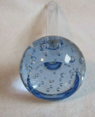ART GLASS BLUE CONTROLLED BUBBLE PAPERWEIGHT 7 - 3/4 