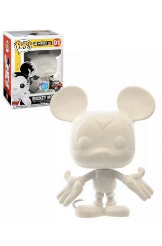 Mickey Mouse 01 Funko Pop Diy Michael’s Exclusive Blank White Vinyl Figure 90th