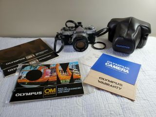 Vintage Olympus Om - 1 N 35mm Slr Film Camera Zuiko 50mm F/1.  8 Bundle