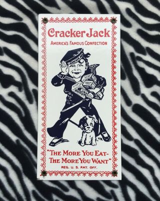 Vintage Cracker Jack Metal Tin Sign 12” X 6”