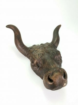 Antique Black Forest Hand Carved Bull Head Wall Decoration Butcher Shop E/0368