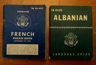 Vtg Us War Dept Tm 30 - 602 French Phrase Book,  Albanian Language Guide Wwii 1943