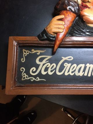 Vintage Ice Cream Parlor Shop Sign Specials Hand Carved Wood Painted 40’s 2